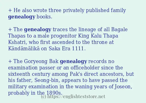 Example uses in sentence of genealogy