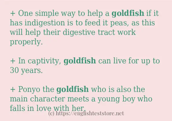 Example uses in sentence of goldfish