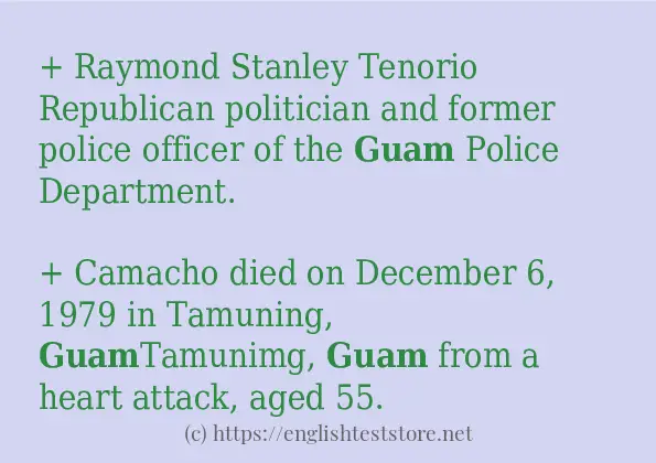 Example uses in sentence of guam