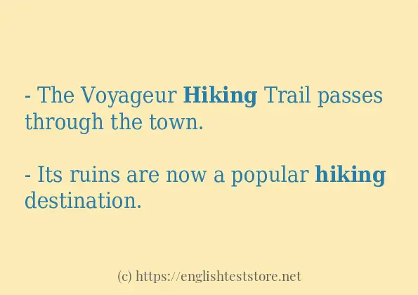 Example uses in sentence of hiking