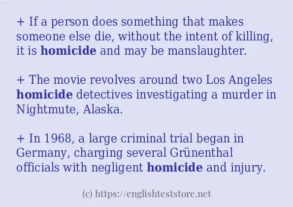 Example uses in sentence of homicide