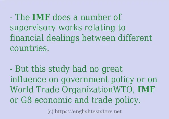 Example uses in sentence of imf