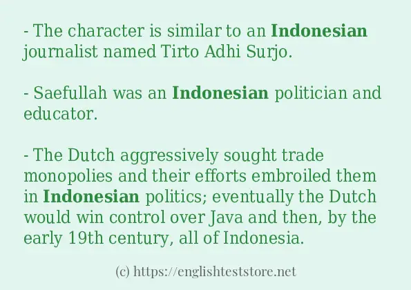 Example uses in sentence of indonesian