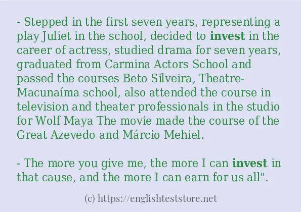 Example uses in sentence of invest Example uses in sentence of invest
