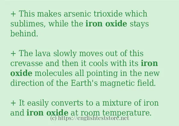 Example uses in sentence of iron oxide