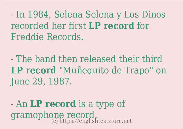 Example uses in sentence of lp record