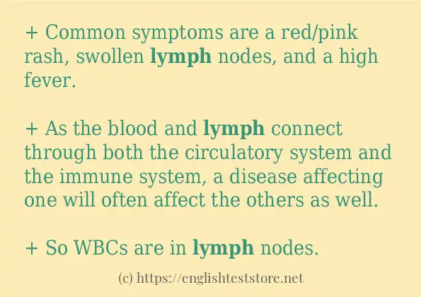 Example uses in sentence of lymph