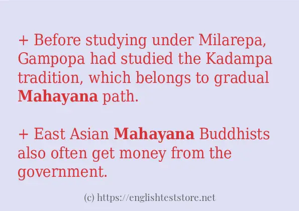 Example uses in sentence of mahayana