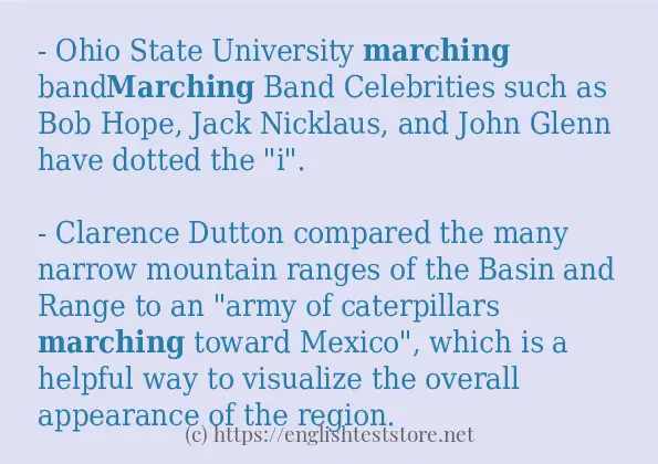 Example uses in sentence of marching