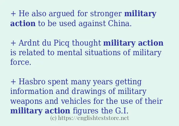 Example uses in sentence of military action