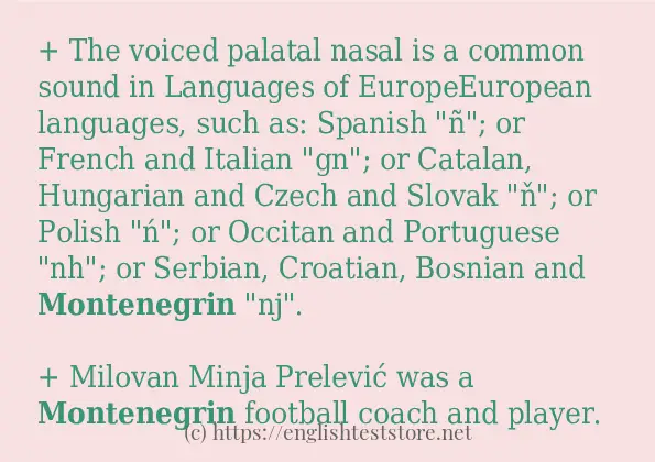 Example uses in sentence of montenegrin