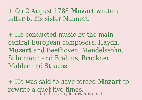 Example uses in sentence of mozart