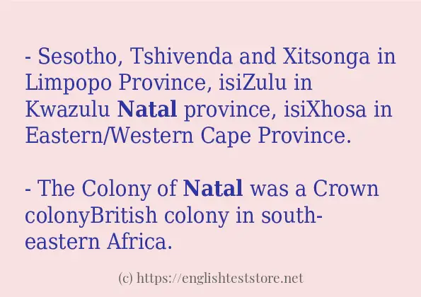 Example uses in sentence of natal Example uses in sentence of natal