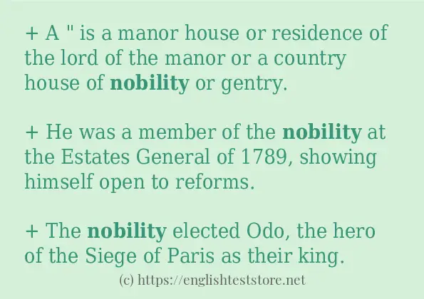 Example uses in sentence of nobility