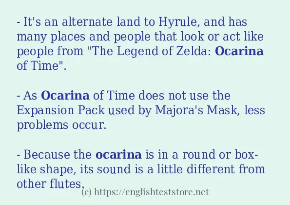 Example uses in sentence of ocarina