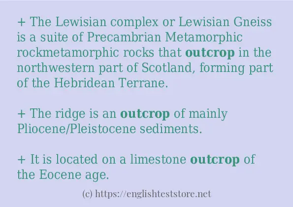 Example uses in sentence of outcrop