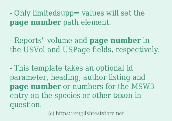 Example uses in sentence of page number