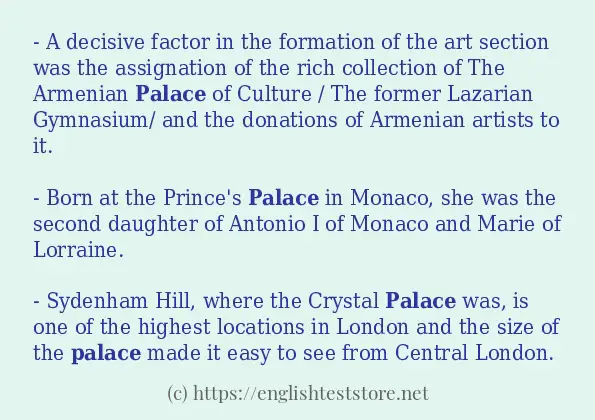 Example uses in sentence of palace