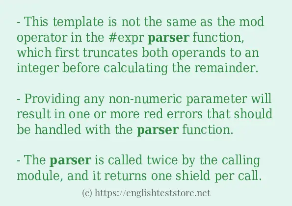 Example uses in sentence of parser