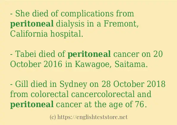 Example uses in sentence of peritoneal