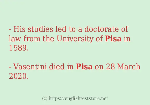 Example uses in sentence of pisa