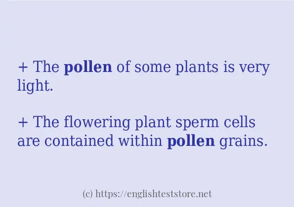 Example uses in sentence of pollen