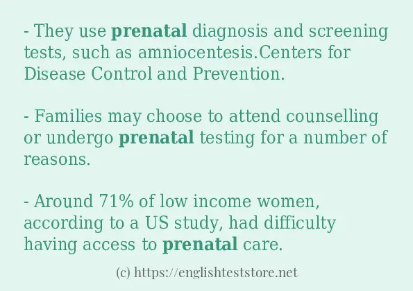 Example uses in sentence of prenatal