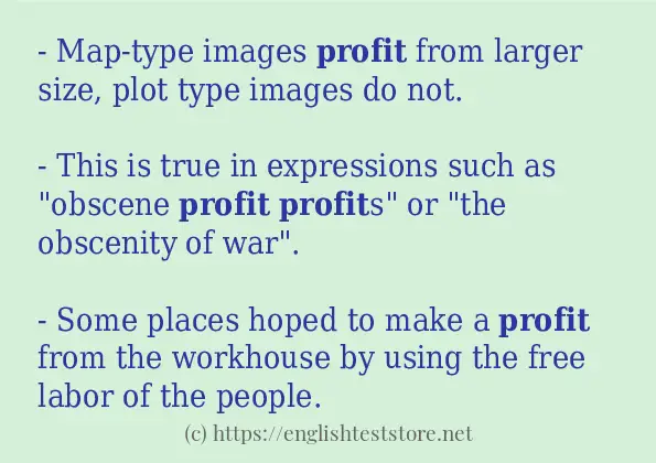 Example uses in sentence of profit
