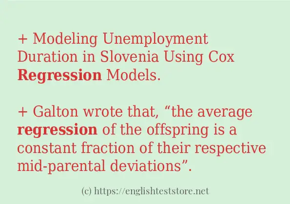 Example uses in sentence of regression