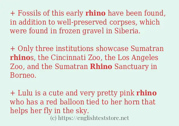 Example uses in sentence of rhino