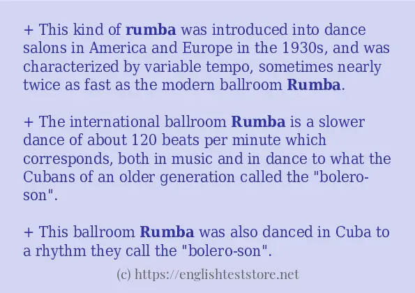 Example uses in sentence of rumba