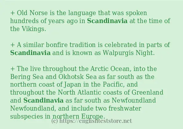 Example uses in sentence of scandinavia