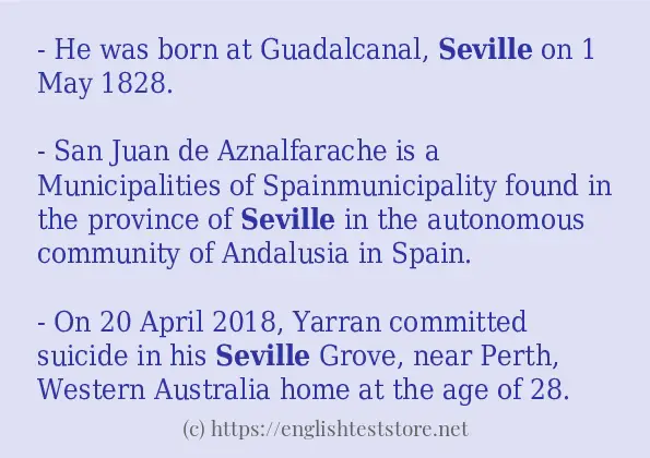 Example uses in sentence of seville