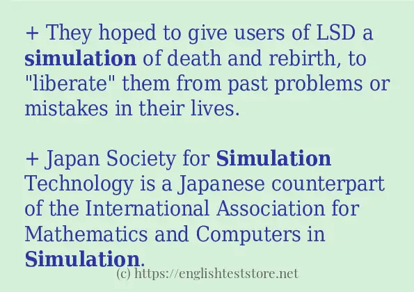 Example uses in sentence of simulation