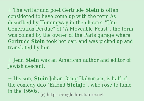 Example uses in sentence of stein