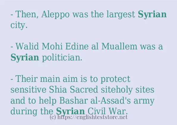 Example uses in sentence of syrian