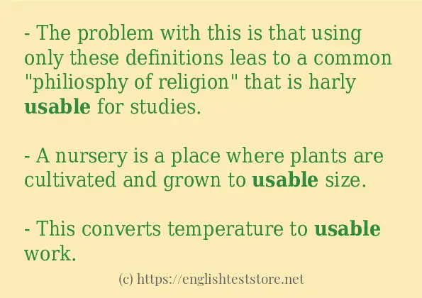 Example Uses In Sentence Of Usable Englishteststore Blog