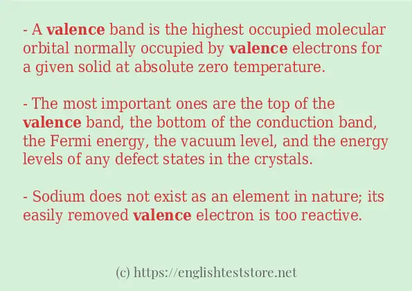 Example uses in sentence of valence