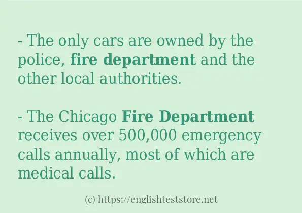 Fire department in sentences?
