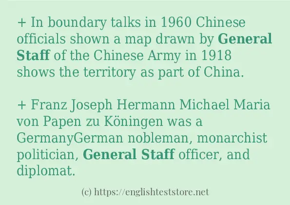 General staff in sentences?