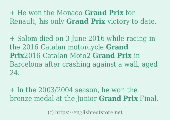 Grand prix - some sentence examples