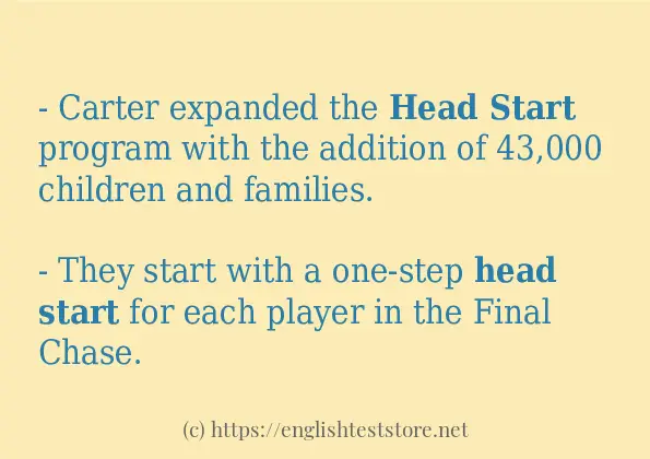 Head start some example sentences