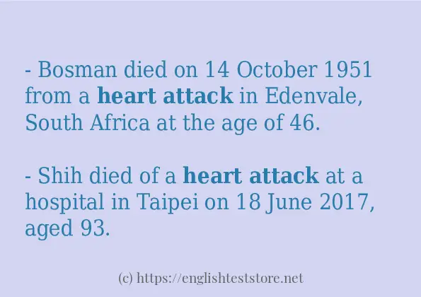 Heart attack example in sentences