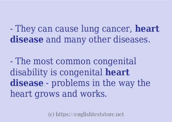 Heart disease example in sentences