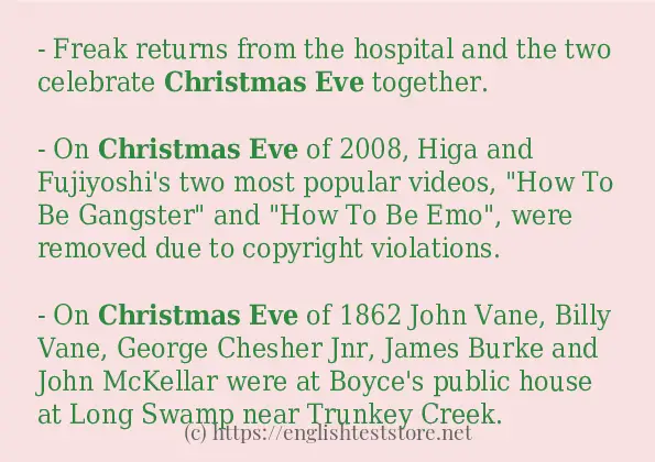 How to use in-sentence of Christmas eve