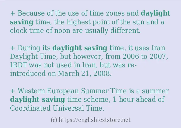 How to use in sentence of Daylight saving