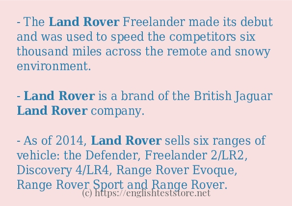 How to use in-sentence of Land Rover