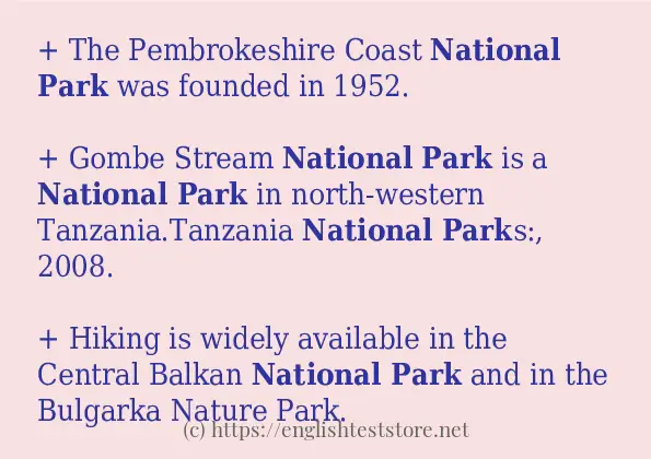 How to use in sentence of National park