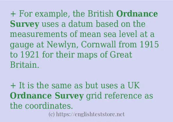 How to use in sentence of Ordnance survey