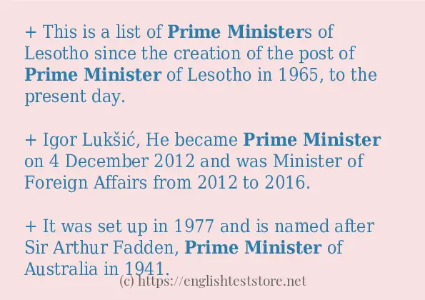 How to use in-sentence of Prime minister